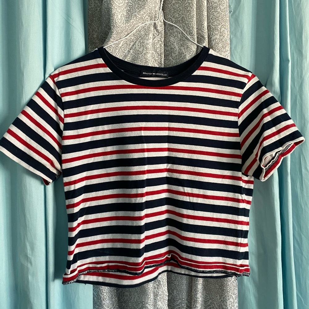 brandy melville striped crop tee